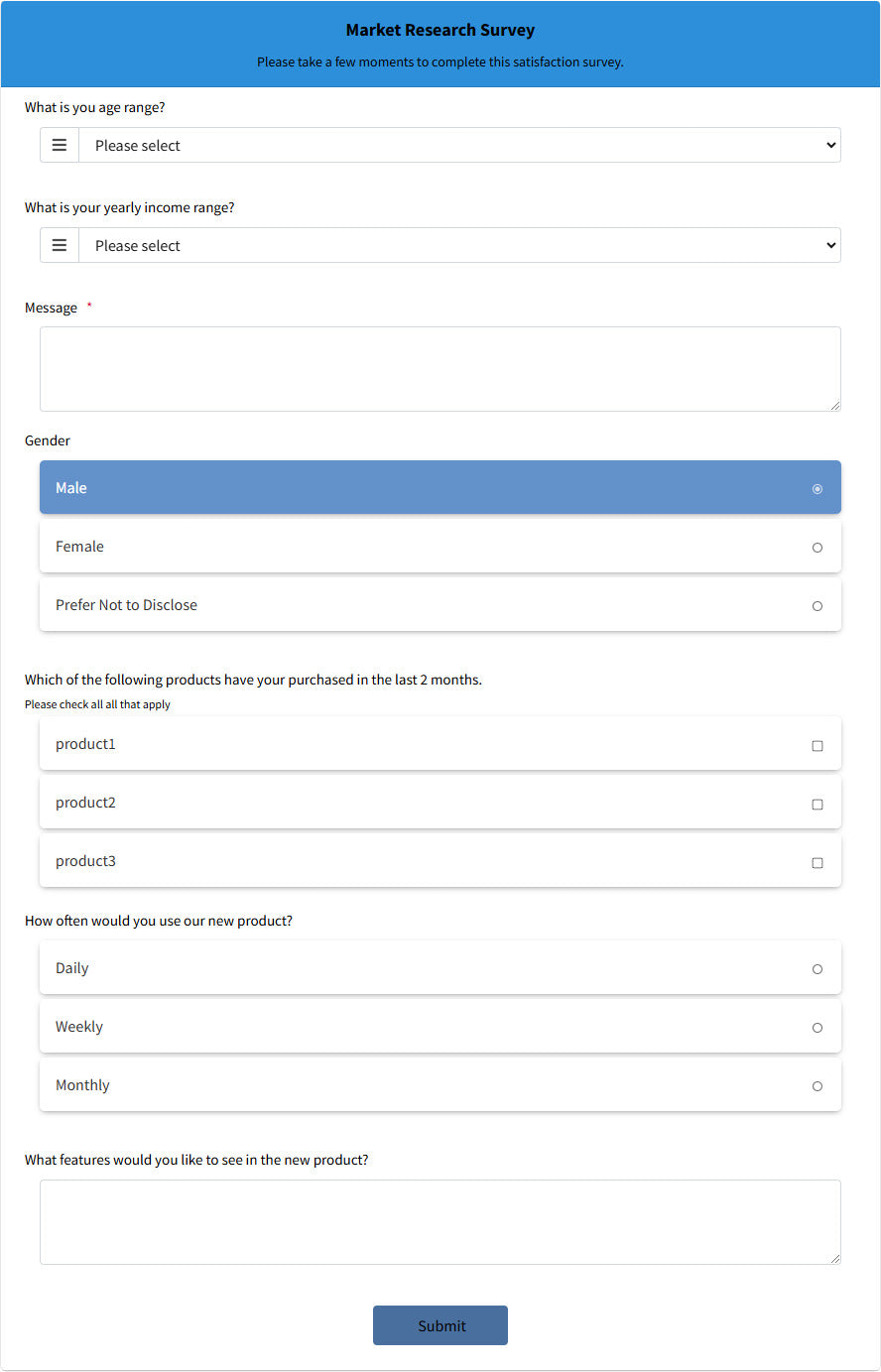 Market Research Survey Form