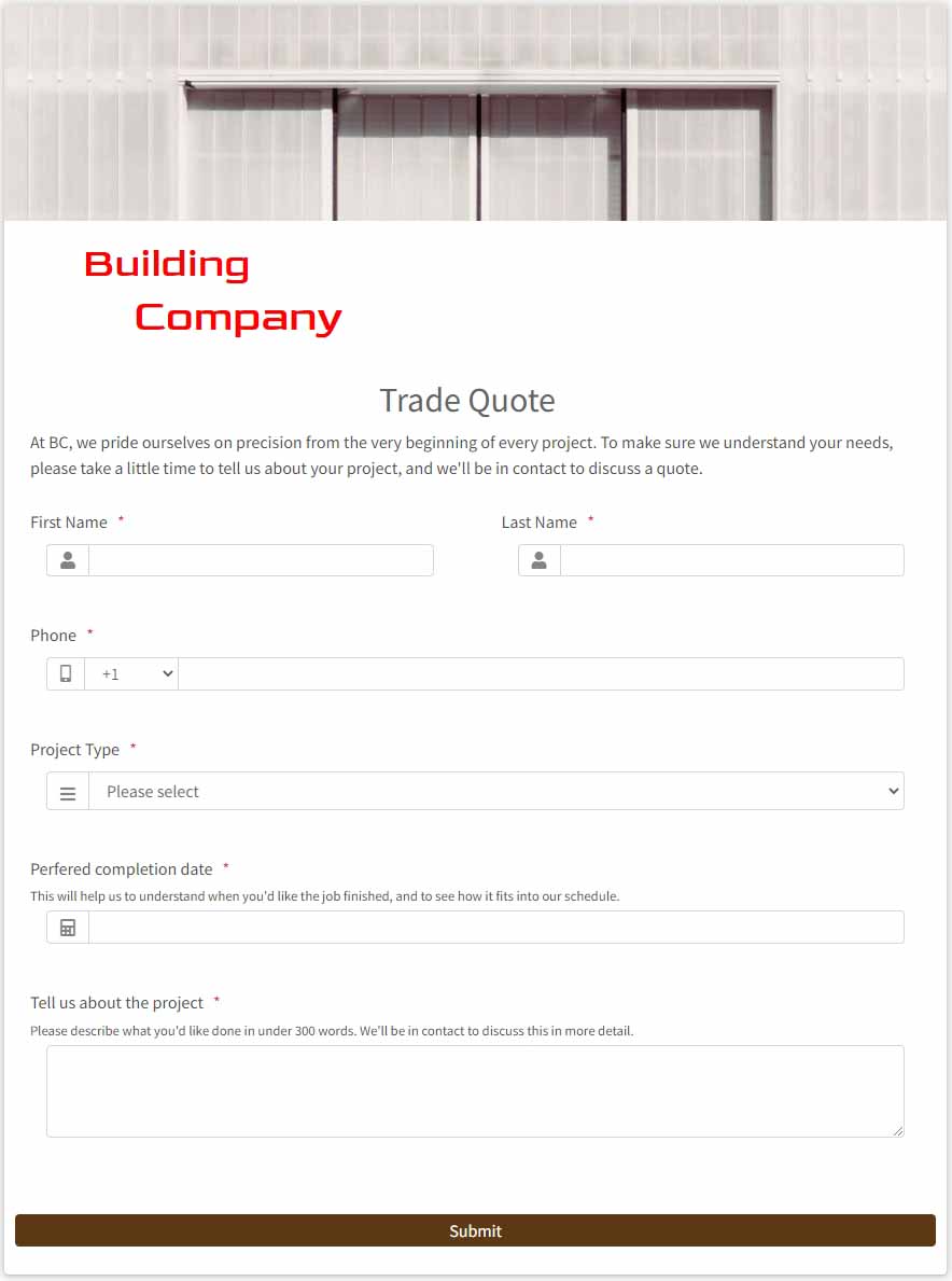 Trade Quote Form