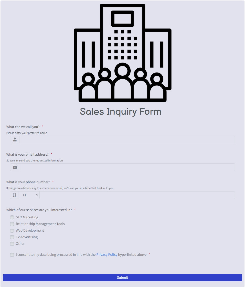 Sales Inquiry Form